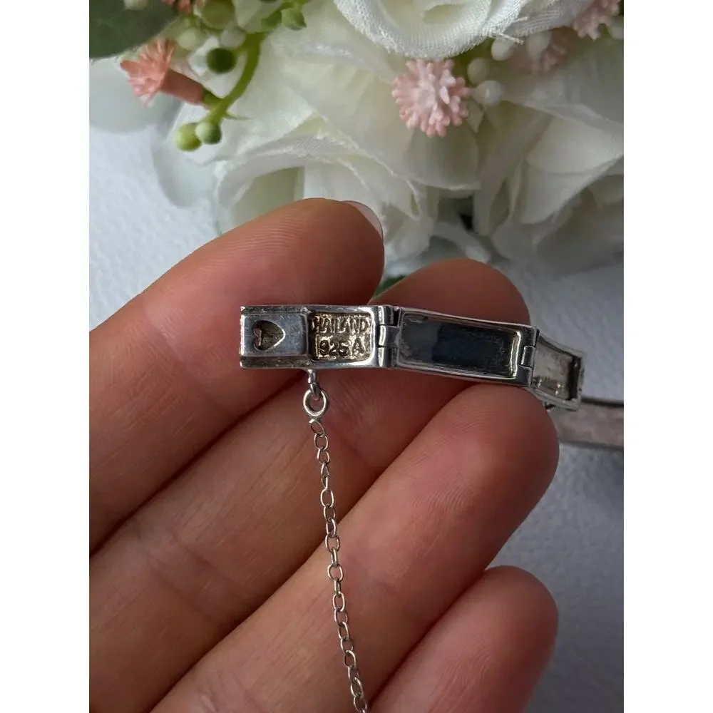Elegant 925 Sterling Silver Marcasite Bracelet Length 8 Inch